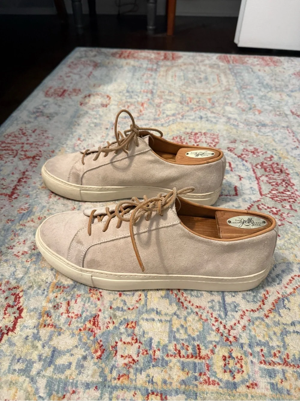 Sid Mashburn Men’s Beige Ivoey Suede Lace Up Low Top Sneakers Us Size 9